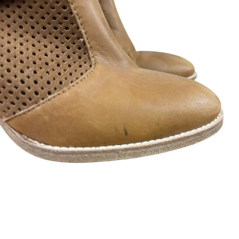 Aquatalia Marvin K Fawn Womens Chunky Heel Leather Boots Brown Ankle Italy 7.5
